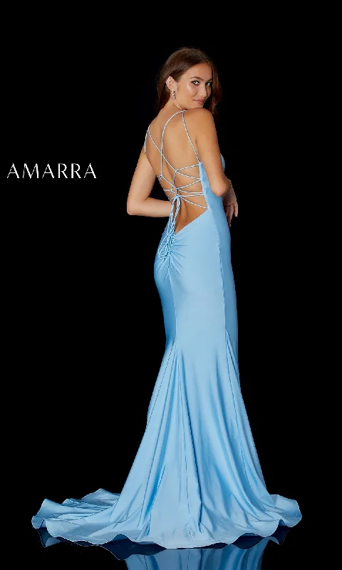 Open-Back Simple Long Formal Gown by Amarra 87243