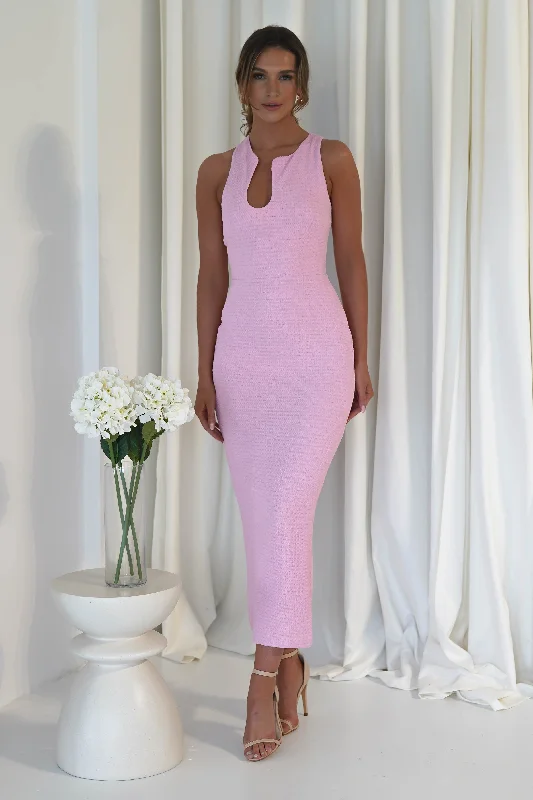 Carmel Textured Maxi Dress | Pink