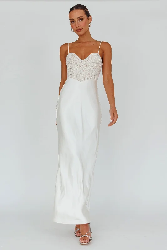 Evening Star Lace Bodice Maxi Dress Ivory