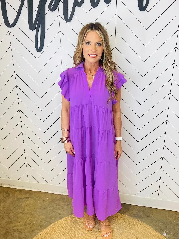 GIVE ME ALL THE LAVENDER MIDI DRESS--RESTOCK ALERT