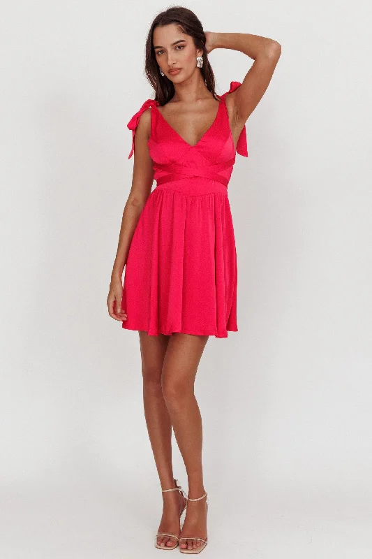 Majesty Tied Shoulder Mini Dress Hot Pink