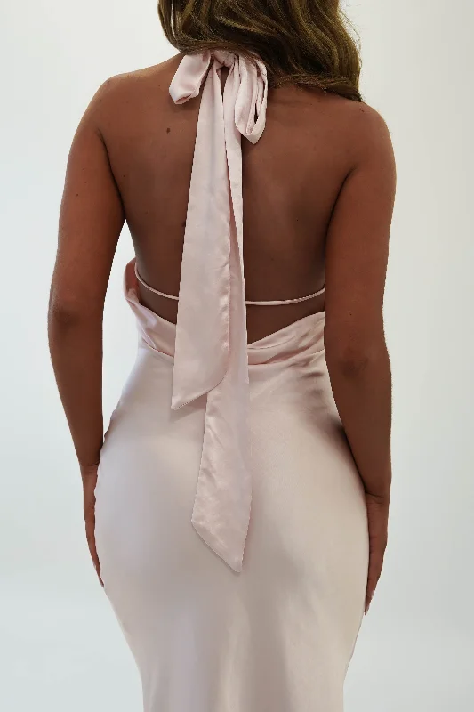 Pippa Soft Satin Midaxi Dress | Pearl Pink