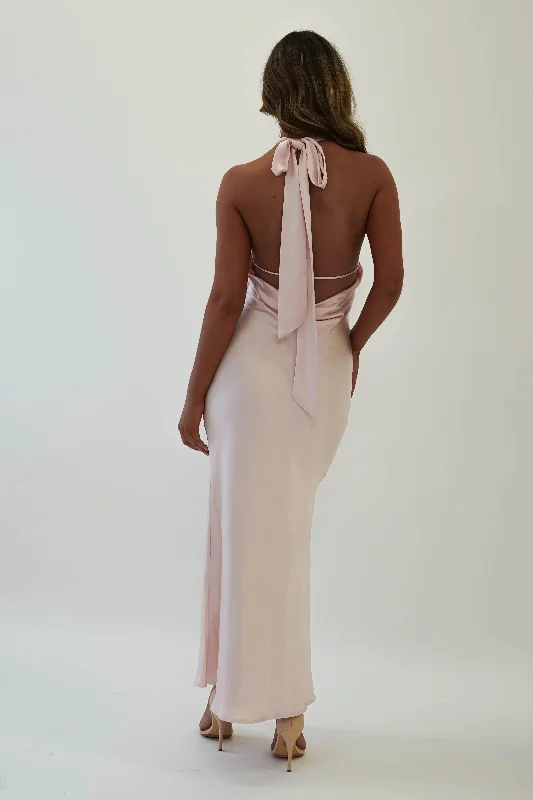 Pippa Soft Satin Midaxi Dress | Pearl Pink