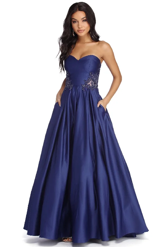 Roseynn Satin Sweetheart Ball Gown