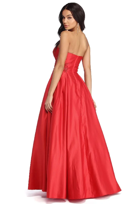 Roseynn Satin Sweetheart Ball Gown