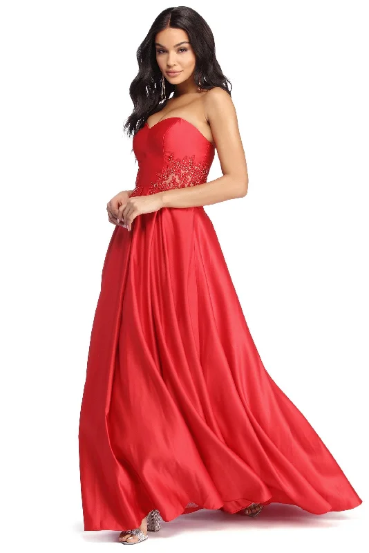 Roseynn Satin Sweetheart Ball Gown