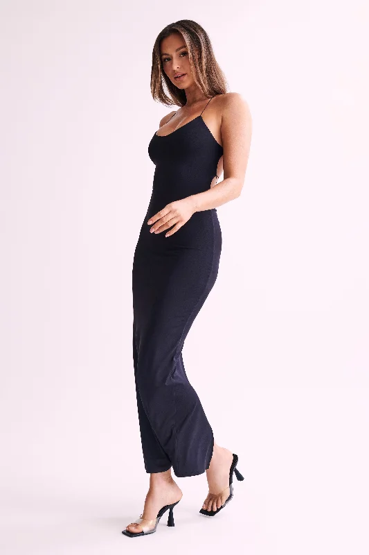 Sabine Backless Maxi Dress - Black