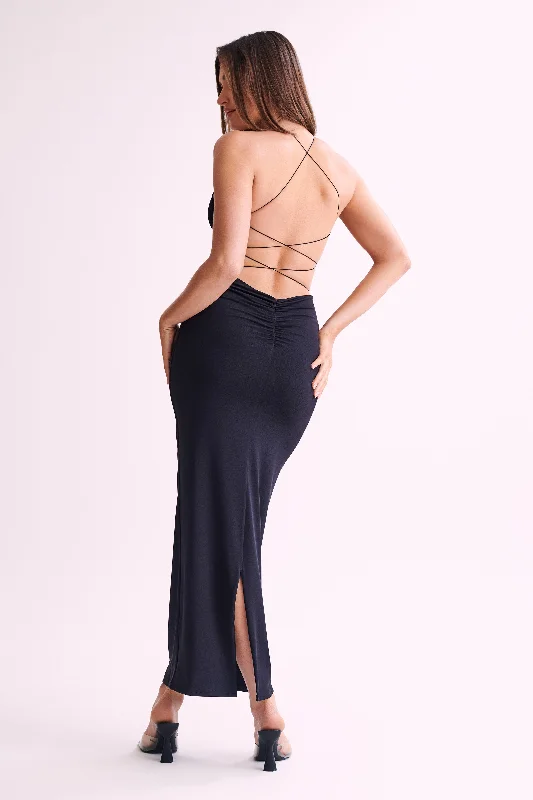 Sabine Backless Maxi Dress - Black