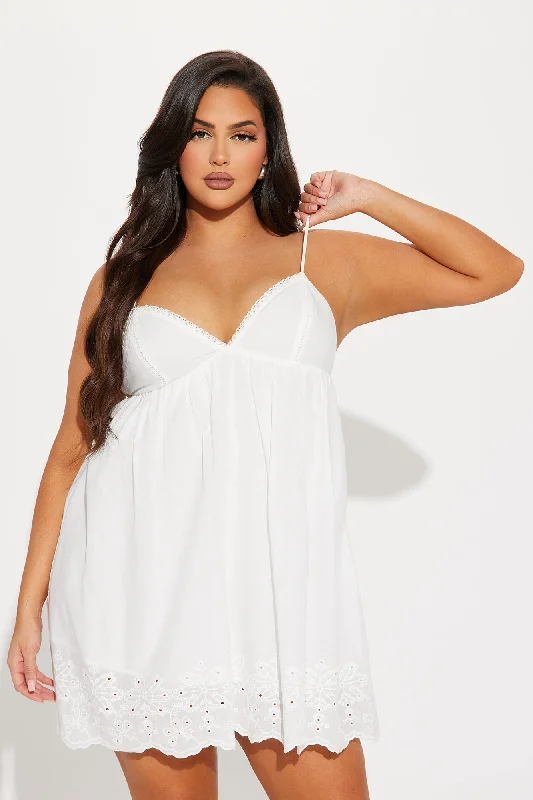 Summer Breeze Eyelet Mini Dress - White