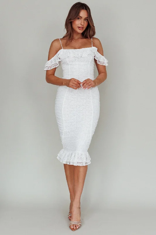 Wish Come True Lace Midi Dress White