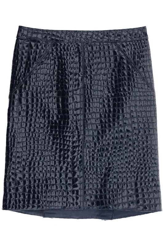 crocodile effect leather skirt GCL871 LEX306 DEEP BLUE