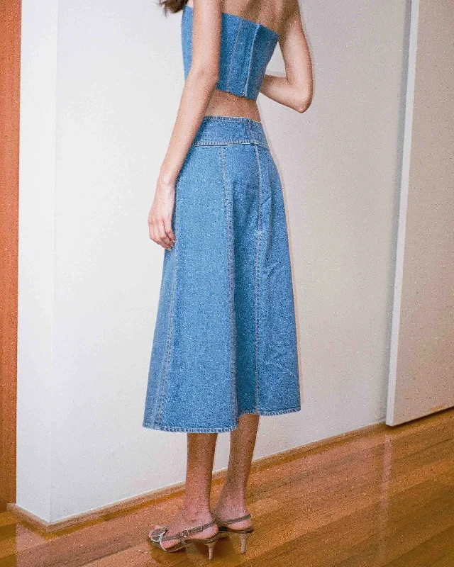 Denim Midi Skirt - Darkwash