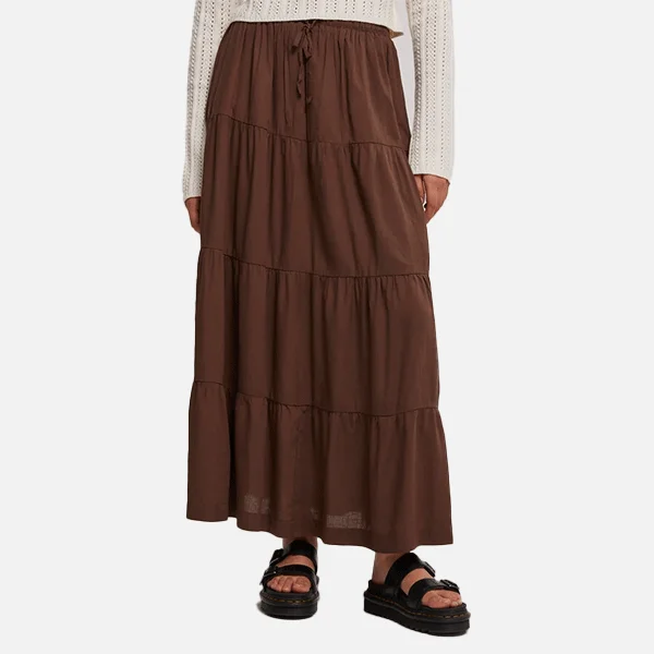 Rhythm Classic Tiered Maxi Skirt - Chocolate